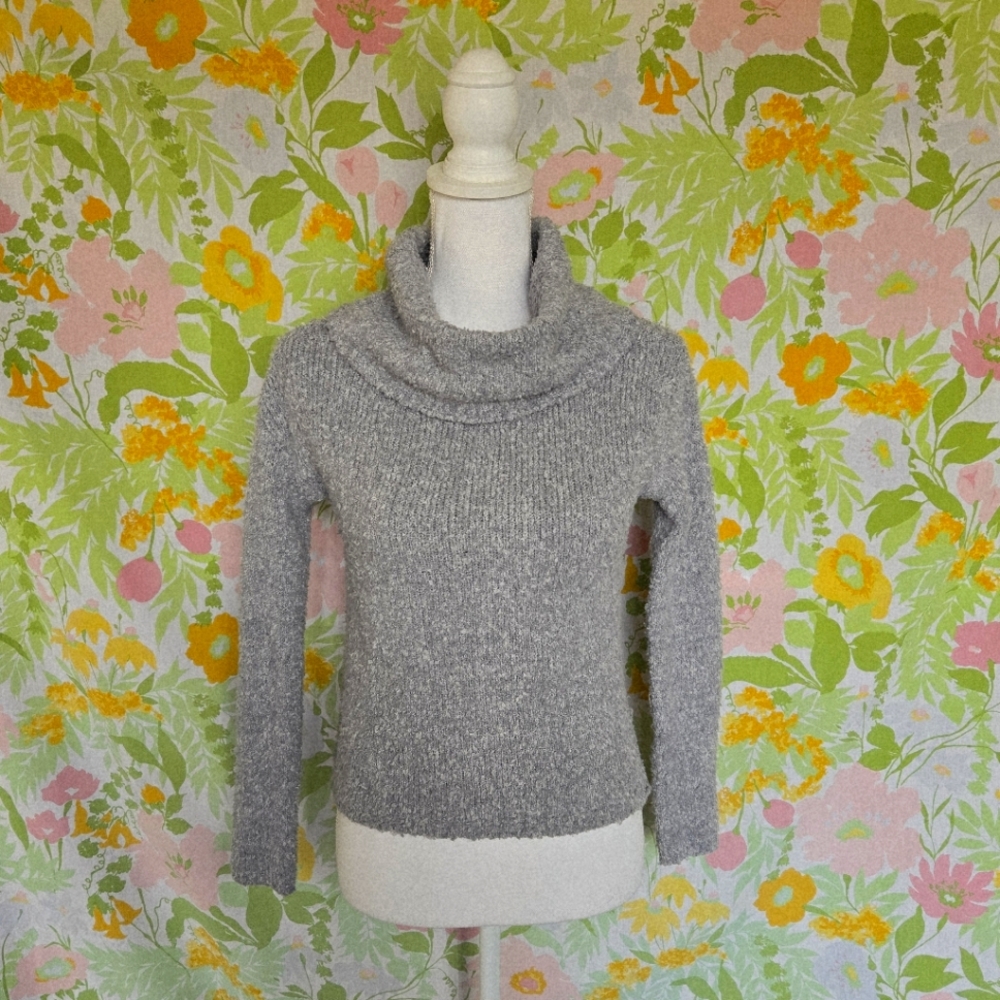 Bouclé Cropped Cowl Neck Sweater